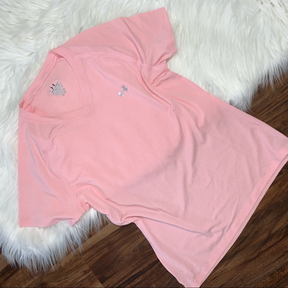 light pink under armour small v neck top